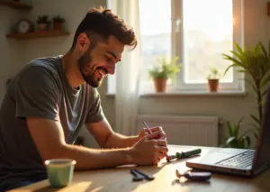 Человек выполняет мелкий ремонт в квартире своими руками с использованием базовых инструментов