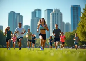 Молодые люди занимаются спортом на улице в городском парке, используя минимальное оборудование